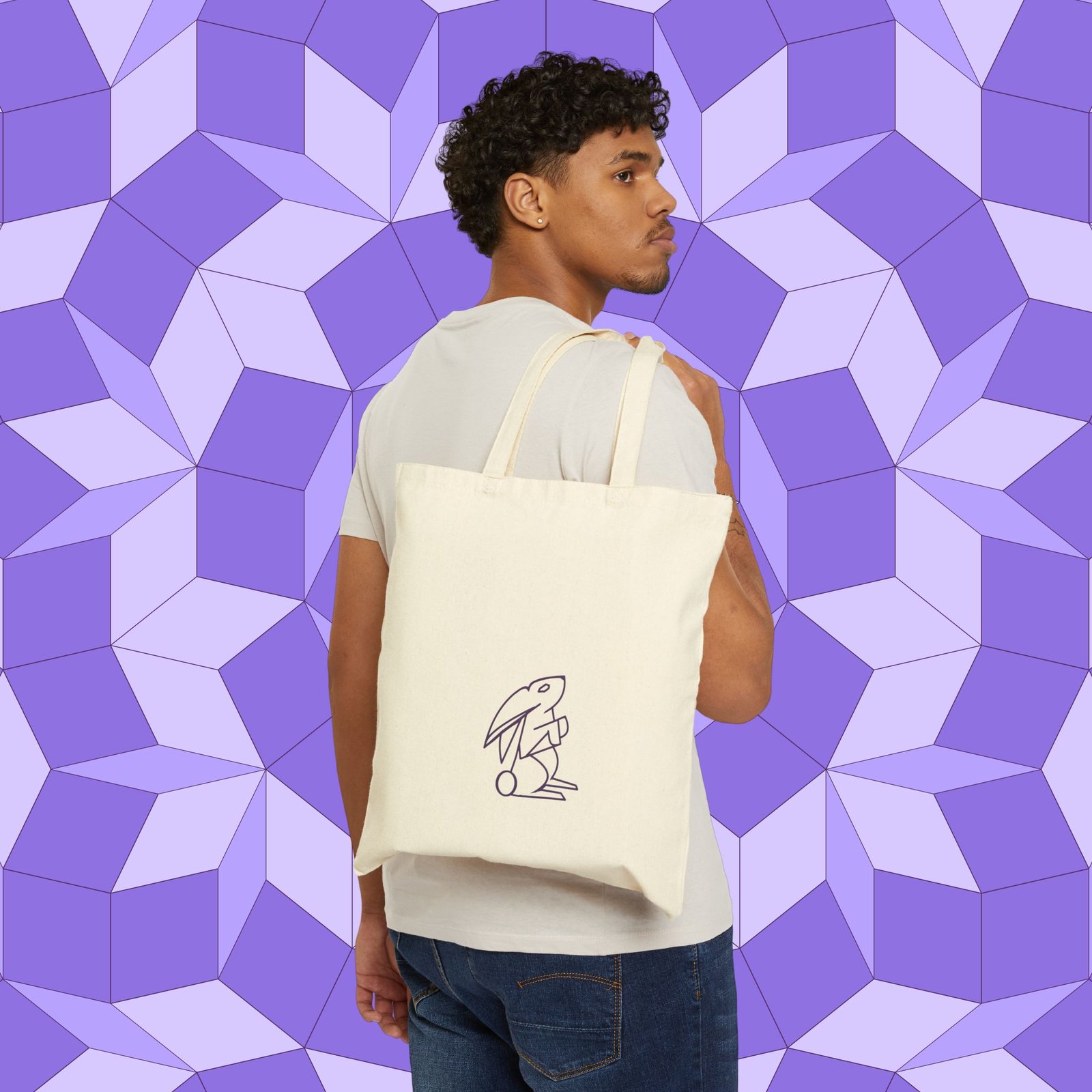 N.G.M. Rabbit Cotton Canvas Tote Bag - Image 5