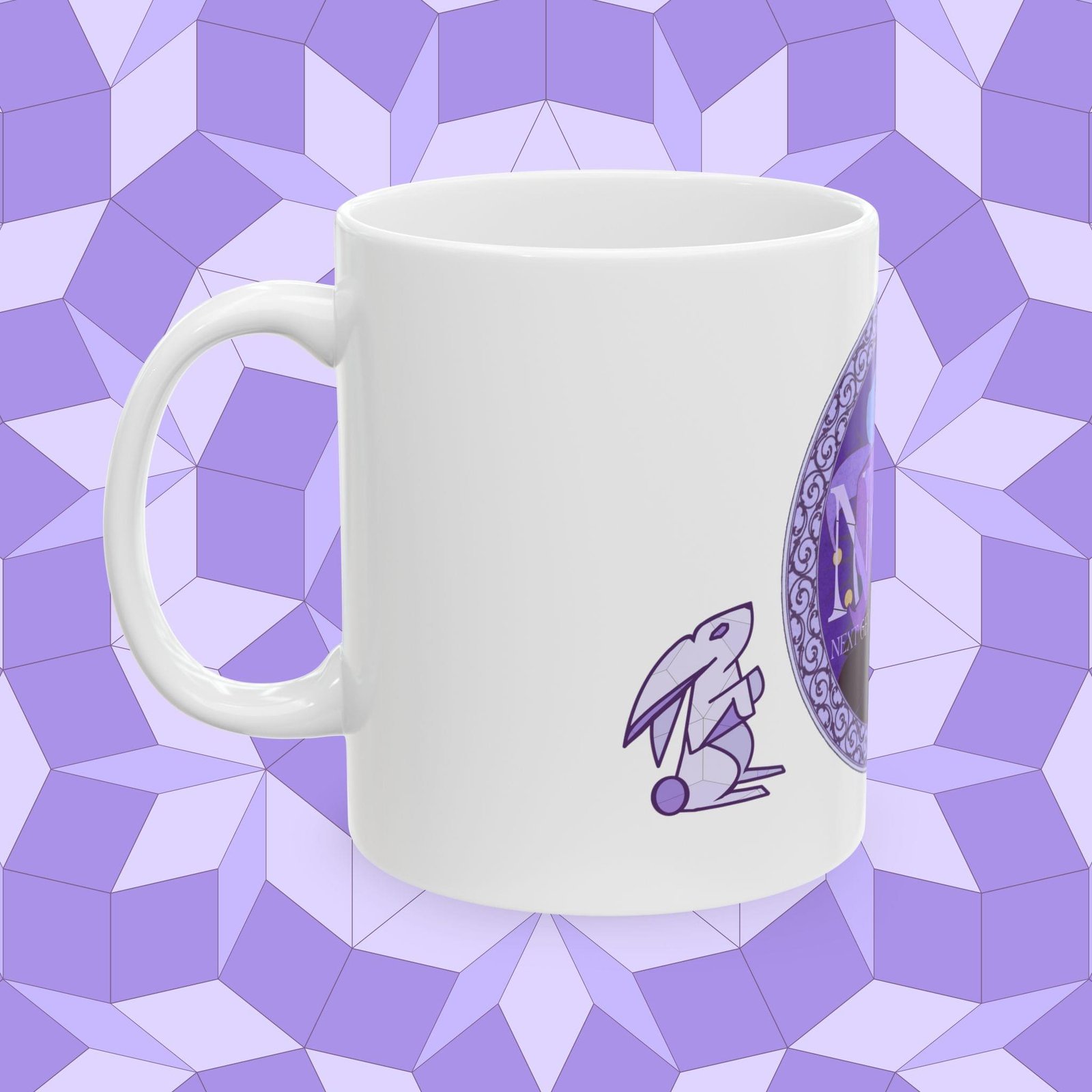 N.G.M. Logo W/ Rabbit and Butterfly Ceramic Mug, (11oz, 15oz) - Image 2