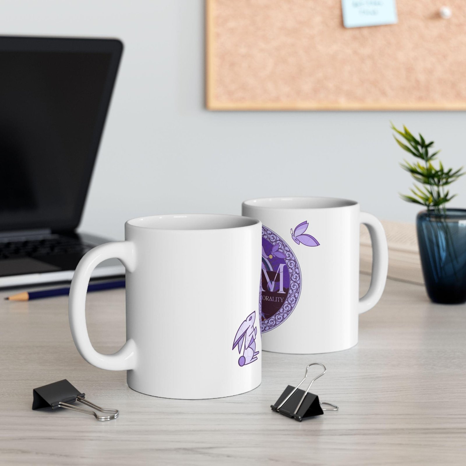 N.G.M. Logo W/ Rabbit and Butterfly Ceramic Mug, (11oz, 15oz) - Image 4